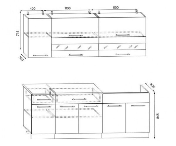 Кухня МАША - длина 2,0м (дуб сонома / венге) - Кухня МАША - длина 2,0м (дуб сонома / венге) (чертеж)